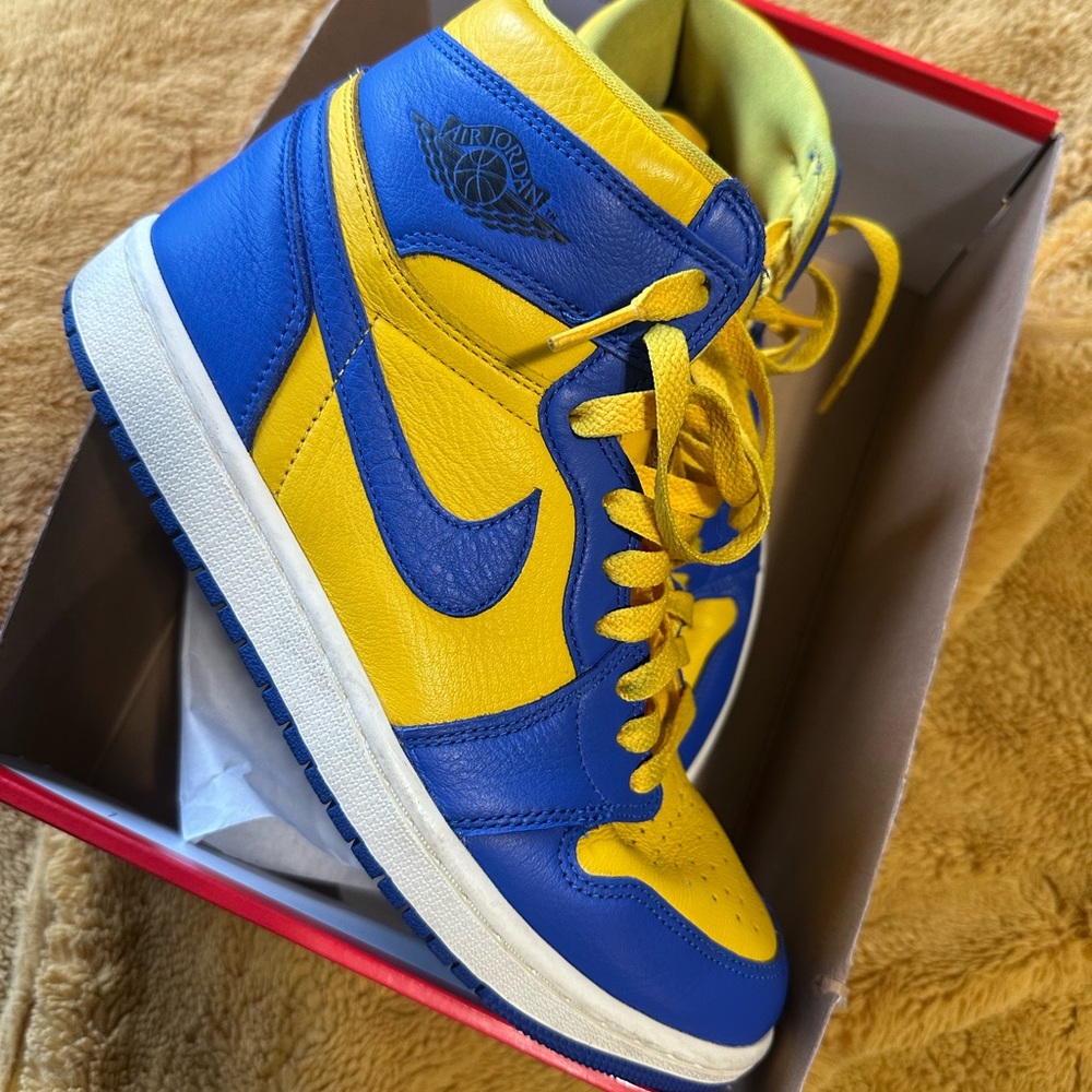 Nike Blue and Yellow High-Top Sneakers